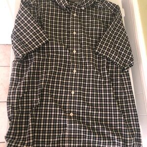 Daniel Cremieux Gingham Plaid Short Sleeve Black and White Button Down Shirt